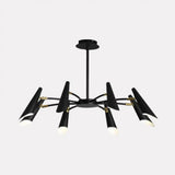 Contemporary Metal Pendant Chandelier - Spider Ceiling Lamp With 6/8 Black/White Lights 8 / Black
