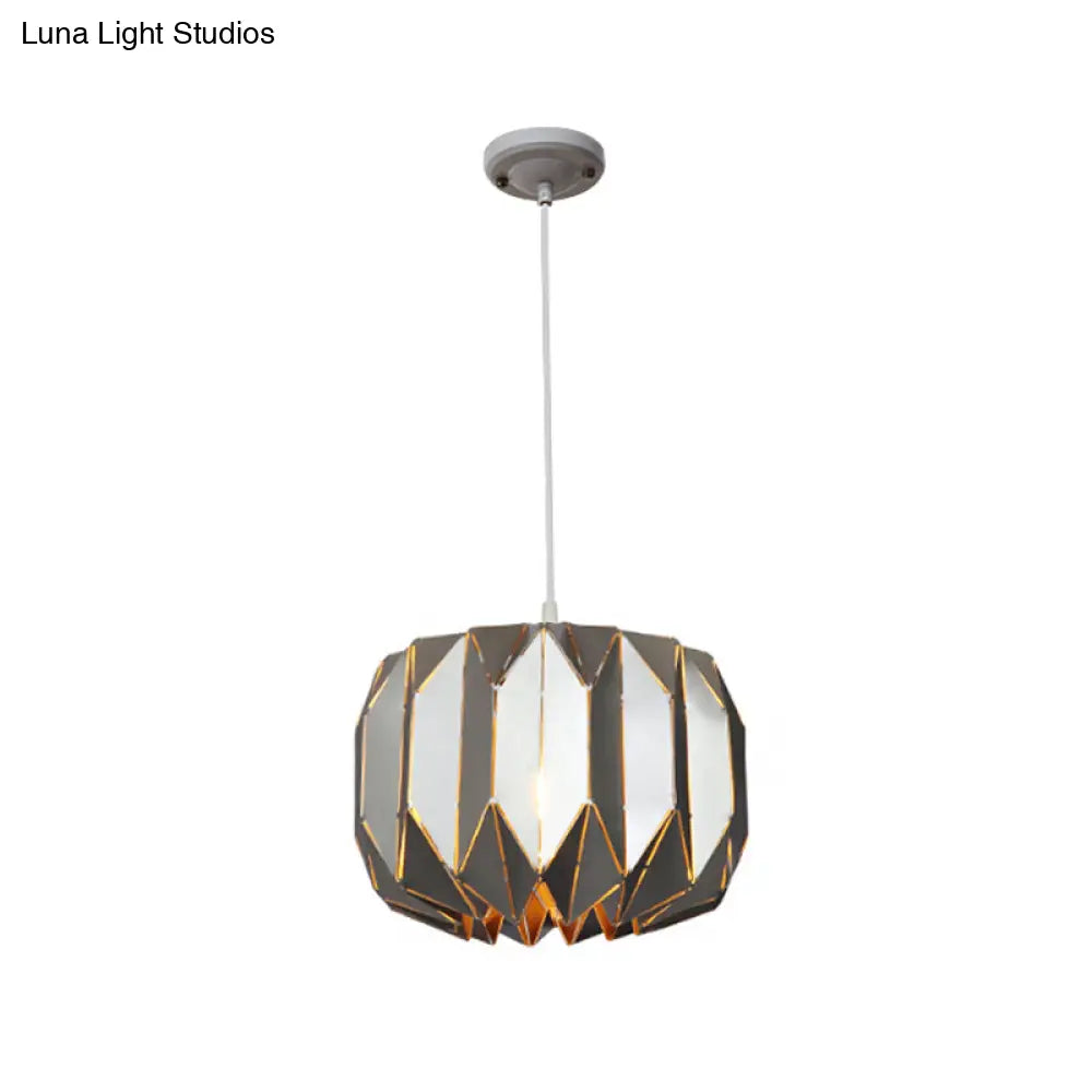 Contemporary Metal Pendant Lamp for Restaurants - Black/Silver Origami Design