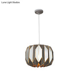 Contemporary Metal Pendant Lamp for Restaurants - Black/Silver Origami Design