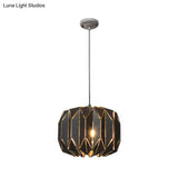 Contemporary Metal Pendant Lamp for Restaurants - Black/Silver Origami Design