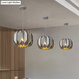 Contemporary Metal Pendant Lamp for Restaurants - Black/Silver Origami Design
