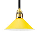 Contemporary Metal Pendant Light With Adjustable Cord - Yellow/Blue/Green Tapered Shade Ideal For