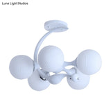 Contemporary Metal Pendant Light With Spherical Shade - 5 Bulbs White Ideal For Office Décor