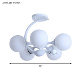 Contemporary Metal Pendant Light With Spherical Shade - 5 Bulbs White Ideal For Office Décor