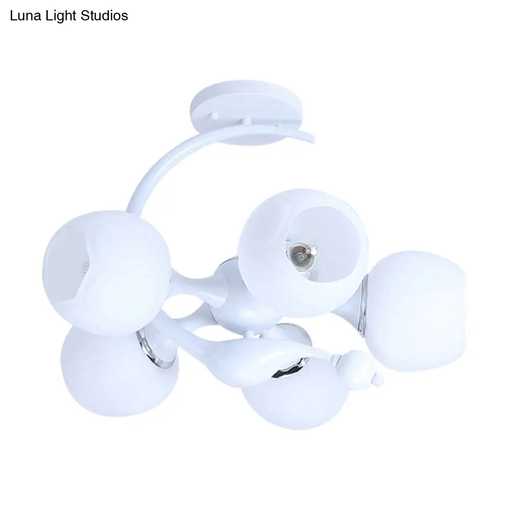 Contemporary Metal Pendant Light With Spherical Shade - 5 Bulbs White Ideal For Office Décor