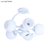 Contemporary Metal Pendant Light With Spherical Shade - 5 Bulbs White Ideal For Office Décor