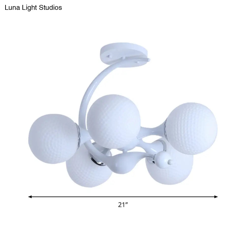 Contemporary Metal Pendant Light With Spherical Shade - 5 Bulbs White Ideal For Office Décor
