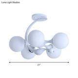 Contemporary Metal Pendant Light With Spherical Shade - 5 Bulbs White Ideal For Office Décor