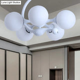 Contemporary Metal Pendant Light With Spherical Shade - 5 Bulbs White Ideal For Office Décor