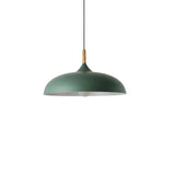 Contemporary Metal Pendant Light With Wood Cork - Geometry Dining Room Ceiling Lamp 1 Bulb Green /