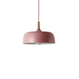 Contemporary Metal Pendant Light With Wood Cork - Geometry Dining Room Ceiling Lamp 1 Bulb Pink /