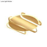 Contemporary Metal Round & Oval Flush Mount Lamp - 16.5’/20.5’ Led Gold Ceiling Warm/White Light