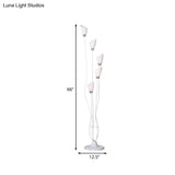 Contemporary Metal Torchiere Floor Lamp With 5-Bulbs - White Standing Light For Study Room