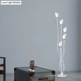 Contemporary Metal Torchiere Floor Lamp With 5-Bulbs - White Standing Light For Study Room