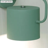 Contemporary Metal Wall Light Sconce - Cylindrical 5 W Gray/White/Green Mounts Over Table