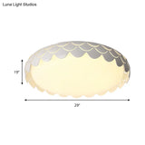 Contemporary Metal White Led Ceiling Lamp With Fish Scale Design - Ideal For Dining Room