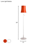 Contemporary Metallic Bell-Shaped Floor Lamp - Single Head White/Orange Standing Light For Study