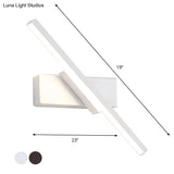 Contemporary Metallic Black/White Led Wall Sconce In Warm/White Light: Linear Vanity Light Fixture