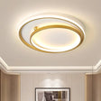 Contemporary Metallic Dual Ring Led Gold Flush Mount Ceiling Fixture - 16’/19.5’ Wide
