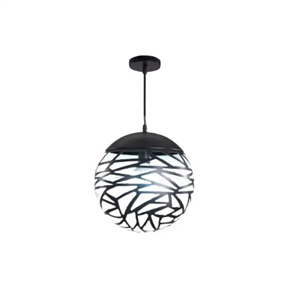 Contemporary Metallic Hollow Globe Pendant Light For Dining Tables - 1-Light