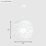 Contemporary Metallic Hollow Globe Pendant Light For Dining Table - 1 Hanging
