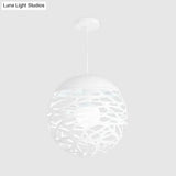 Contemporary Metallic Hollow Globe Pendant Light For Dining Table - 1 Hanging