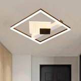 Contemporary Metallic Led Ceiling Light - Gold/Black Square Flush Mount In Warm/White 16’/19.5’