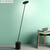 Contemporary Metallic Led Circle Floor Reading Lamp - White/Black Stand Up Light