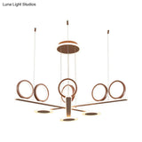 Contemporary Metallic Led Crossed Bar Chandelier Light In Warm/White