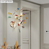 Contemporary Metallic Led Wall Mount Sconce With Agate Leaf Deco - Gold Finish