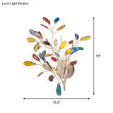 Contemporary Metallic Led Wall Mount Sconce With Agate Leaf Deco - Gold Finish