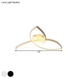 Contemporary Metallic Petal Flush Lamp - 23’/29’ W Led Close To Ceiling Light In Black/White