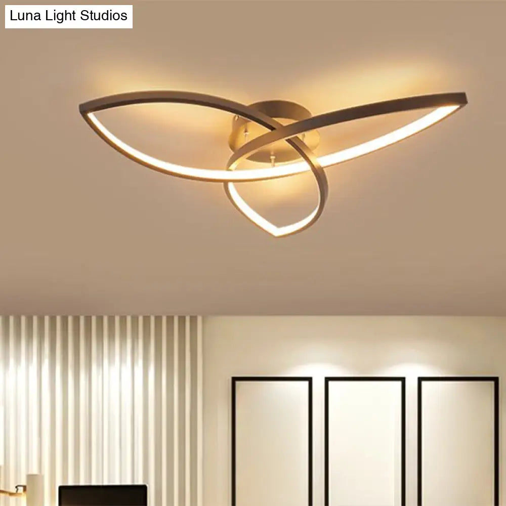 Contemporary Metallic Petal Flush Lamp - 23’/29’ W Led Close To Ceiling Light In Black/White