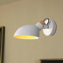 Contemporary Metallic Wall Sconce Light - 1-Light Bowl Shade Black/White Finish Lamp For Bedroom