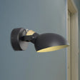 Contemporary Metallic Wall Sconce Light - 1-Light Bowl Shade Black/White Finish Lamp For Bedroom