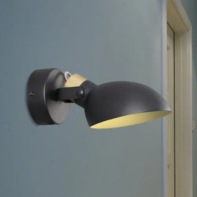 Contemporary Metallic Wall Sconce Light - 1-Light Bowl Shade Black/White Finish Lamp For Bedroom