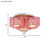 Contemporary Metallic Windmill Flushmount Light With Orb Frosted Glass Shade - Rose Red Finish (3/5
