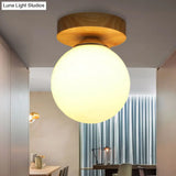 Contemporary Milk Glass Flushmount Light For Hallway - 1 White Ceiling Lamp