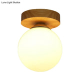 Contemporary Milk Glass Flushmount Light For Hallway - 1 White Ceiling Lamp