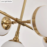 Contemporary Milk Glass Globe Chandelier- Gold 3/5 Lights- Dining Room Pendant