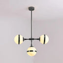 Contemporary Milk Glass Globe Chandelier- Gold 3/5 Lights- Dining Room Pendant 3 / Silver