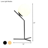 Contemporary Milk Glass Nightstand Lamp With 1 Head Reading Book Light - Black/Gold Accent