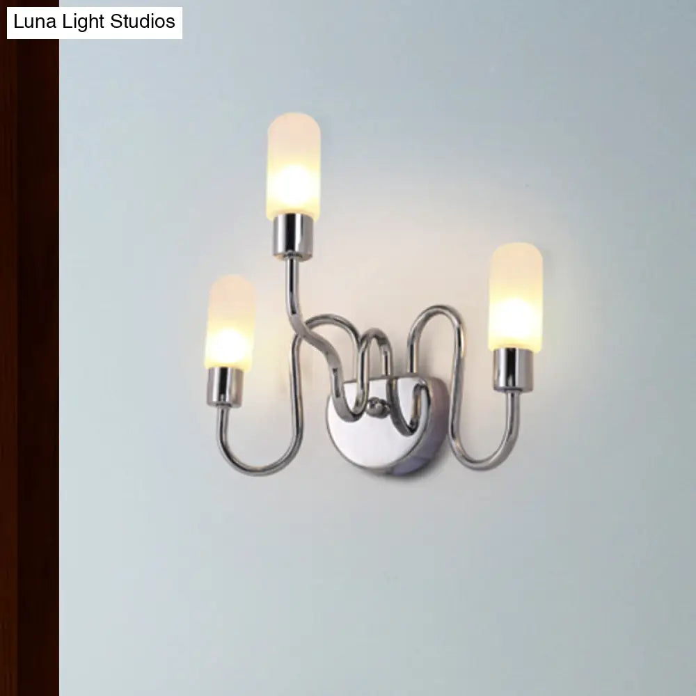 Contemporary Milk Glass Pill Sconce With Chrome Led Flush Mount - 2/3 Lights