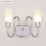 Contemporary Milk Glass Pill Sconce With Chrome Led Flush Mount - 2/3 Lights