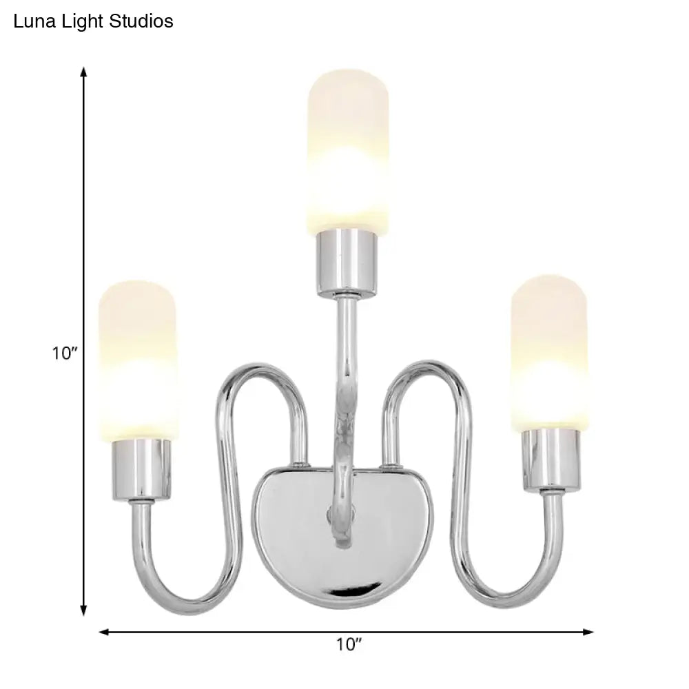 Contemporary Milk Glass Pill Sconce With Chrome Led Flush Mount - 2/3 Lights