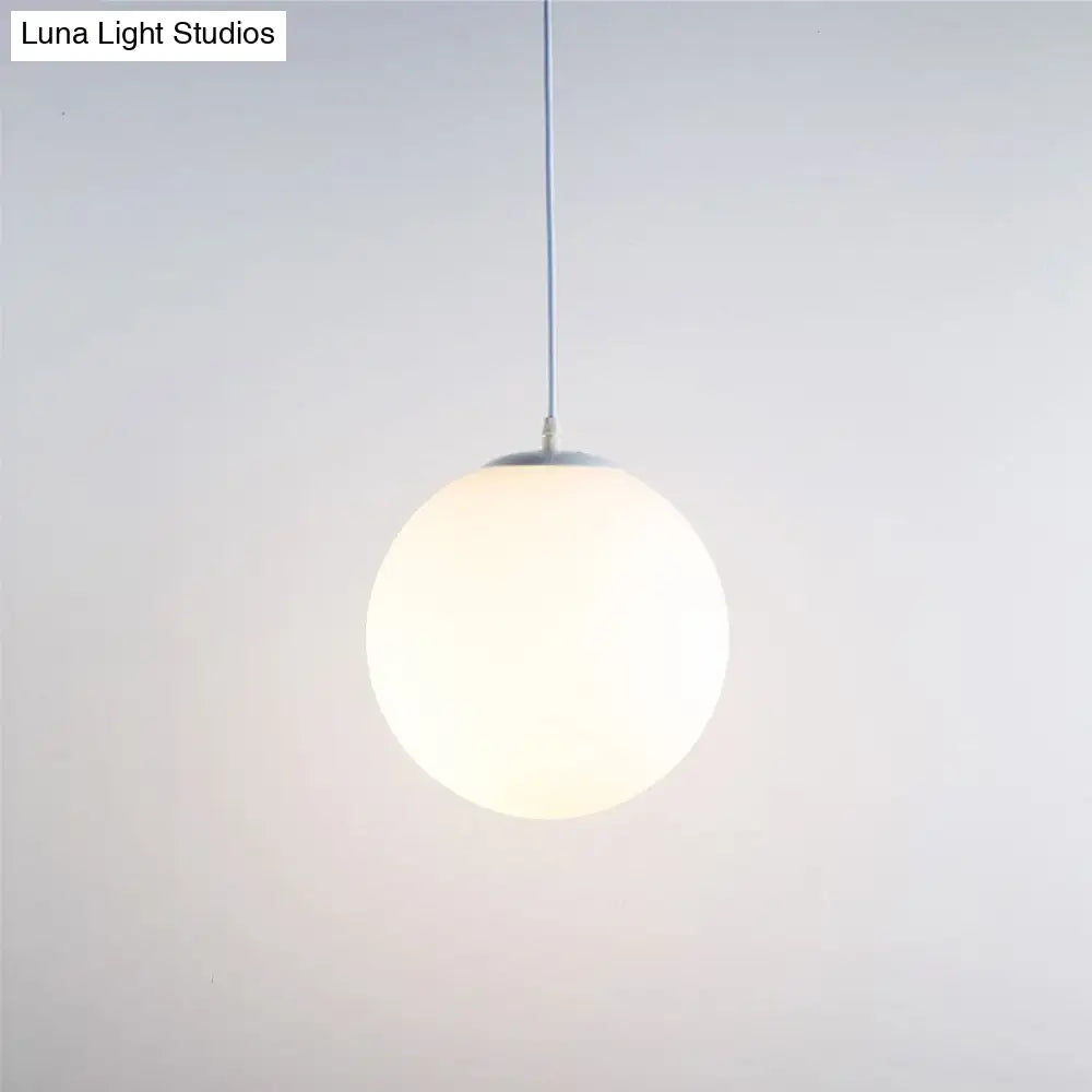 Contemporary Milky Glass Orb Pendant Light With 1-Bulb Suspension - Modern Style Fixture