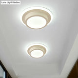 Contemporary Mini Round/Square Flush Mount Ceiling Light In Black/White With Metal Finish - Led