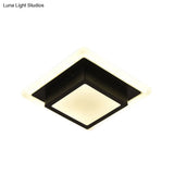 Contemporary Mini Round/Square Flush Mount Ceiling Light In Black/White With Metal Finish - Led