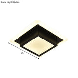 Contemporary Mini Round/Square Flush Mount Ceiling Light In Black/White With Metal Finish - Led