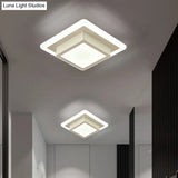 Contemporary Mini Round/Square Flush Mount Ceiling Light In Black/White With Metal Finish - Led